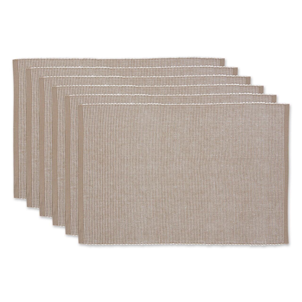 Contemporary Home Living Ribbed Variegated Cotton Placemats - 19" - Beige - Set of 6
